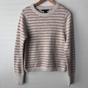 Tahari Women M Stripe Sweater Beige Brown Knit Pullover Fall Winter Neutral